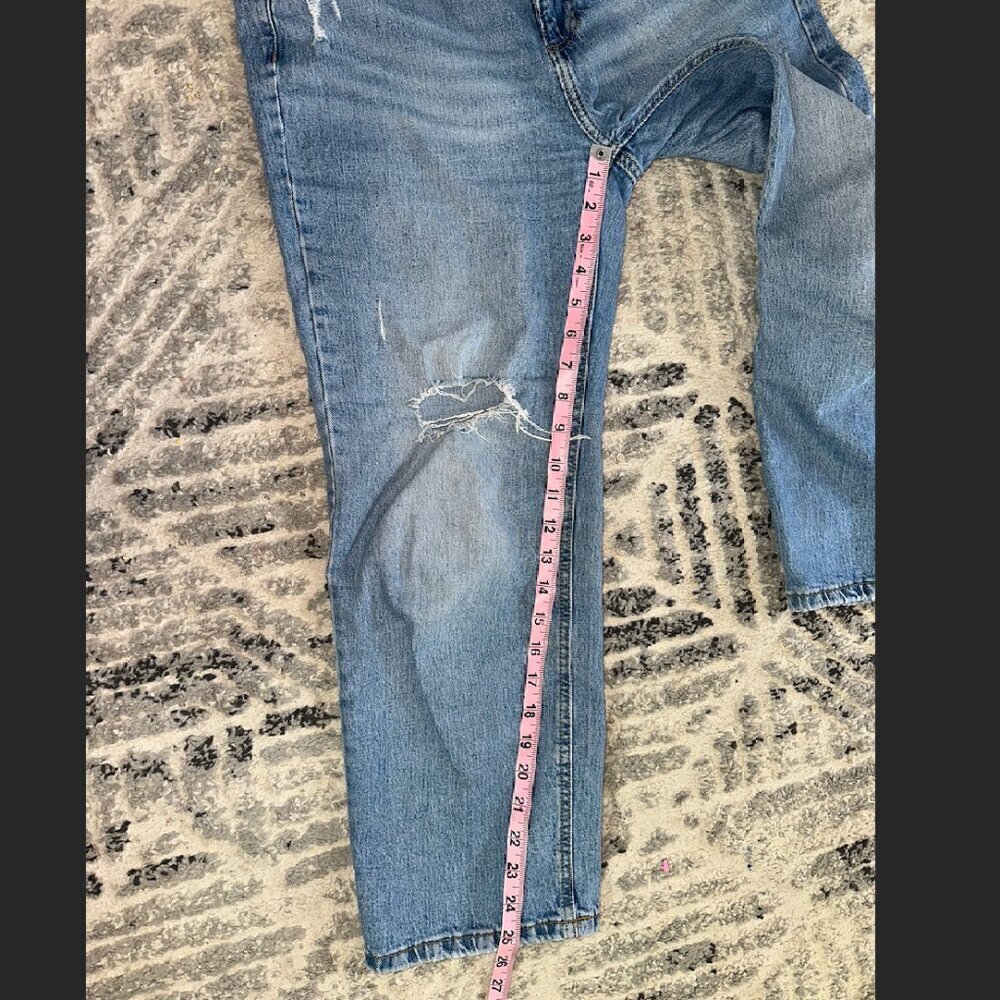 Light Blue Vintage Straight Leg Mom Jeans High Waist Crop Size 8 - Picture 9 of 10